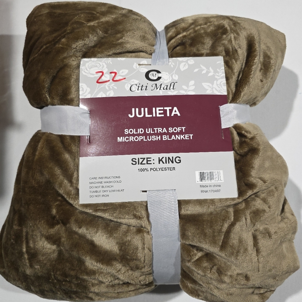 Solid Ultra Soft Microplush Blanket - King Size, Tan